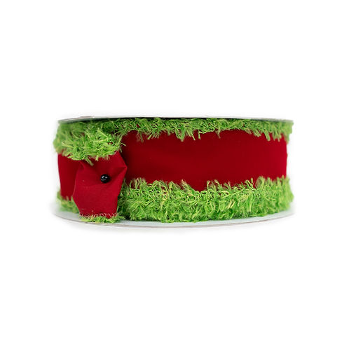 RIBBON RED VELVET WITH LIME GREEN DRIFT ( 2 SIZES )