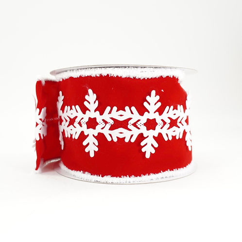 RIBBON WINTER SNOWFLAKE RED 4X10YDS