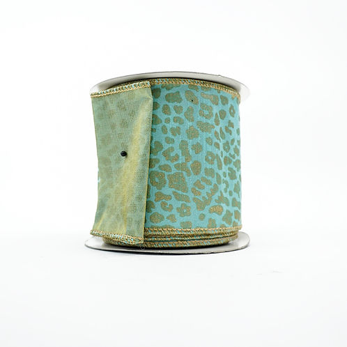 RIBBON CHEETAH DUPION 4X10YDS AQUA