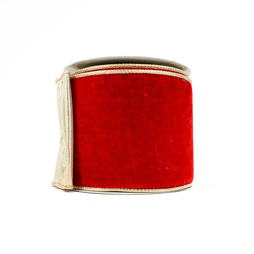 RIBBON 4" X 10YDS ROYAL GOLD BACK AND VELVET RED