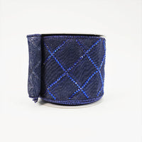RIBBON 4X10YDS NAVY DOUBLE SHEER WITH JEWELS
