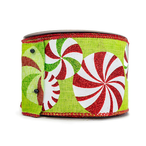 RIBBON 2.5" X 10YDS BOLD PEPPERMINTS ( 3 COLORS)