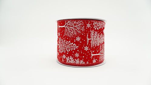 RIBBON CHRISTMAS FOREST 4X10 RED