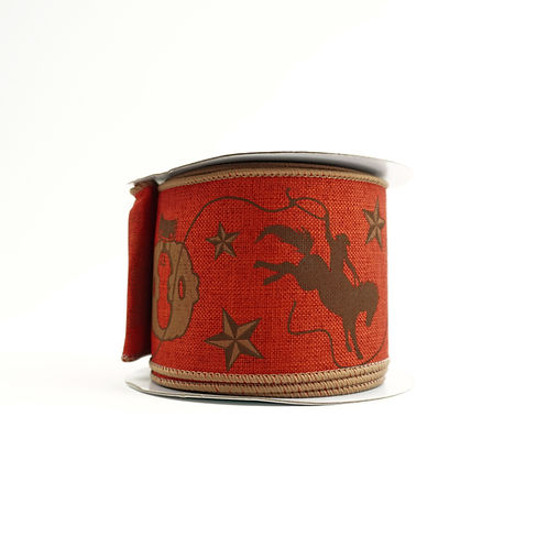 RIBBON 2.5X10YDS RED WITH RODEO