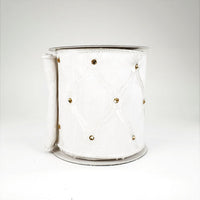 RIBBON 4X5YDS WHITE OGEE WITH GOLD JEWELS