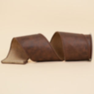 RIBBON 4" X 5YDS FAUX LEATHER BROWN
