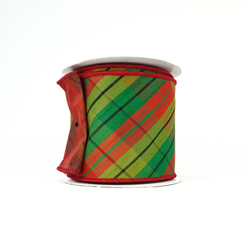 RIBBON PLAID BIAS 4X10YDS RED AND GREEN
