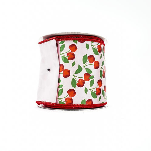 RIBBON CHERRIES SATIN WITH PINK AND RED (2 SIZES)