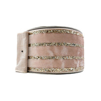 RIBBON VELVET GLITTER STRIPES WITH ROSE (2 SIZES)