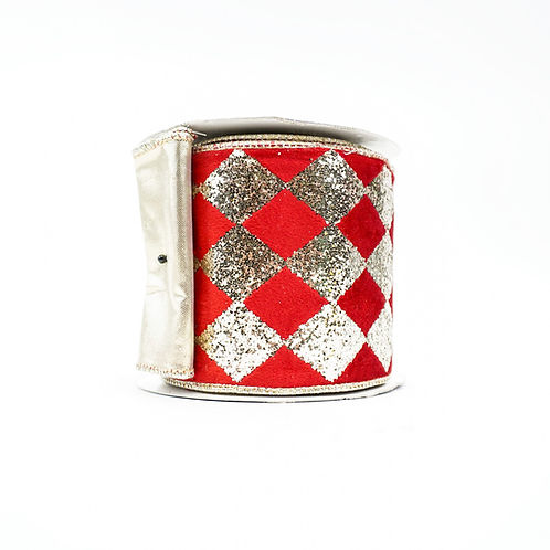 RIBBON VELVET DIAMOND 4X10YDS RED AND GOLD
