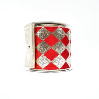 RIBBON VELVET DIAMOND 4X10YDS RED AND GOLD