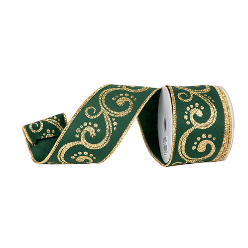 RIBBON 2.5" X 10YDS SWIRLS GLITTER ( 5 COLORS )