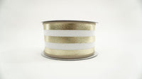 RIBBON VERTICAL STRIPES 2.5X10YDS PLATINUM AND WHITE