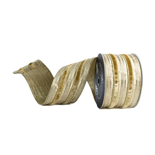 RIBBON 4" X 10YDS VELVET ACCENT GOLD
