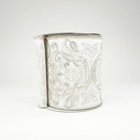 RIBBON 4X5YDS WHITE WITH GOLD FILIGREE