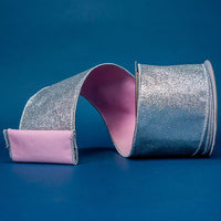 RIBBON GLITTER SILVER AND PINK ( 2 SIZES )