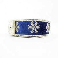 RIBBON VELVET SNOWFLAKE 1.5X10YDS NAVY AND GOLD
