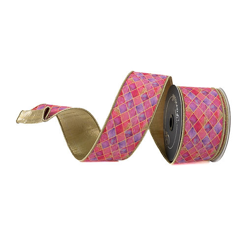 RIBBON 2.5" X 10YDS HARLEQUIN PANES ( 2 COLORS )