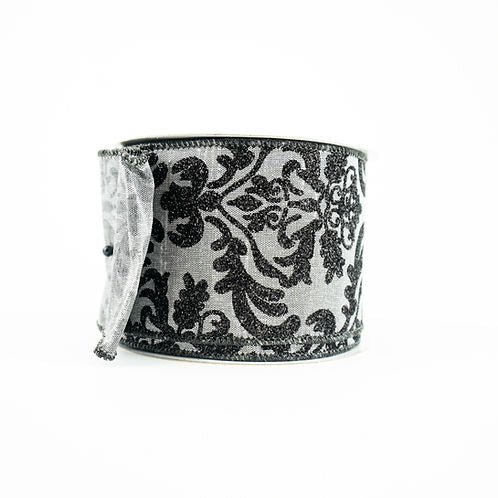 RIBBON 2.5" X 10YDS DAMASK ( 4 COLORS )
