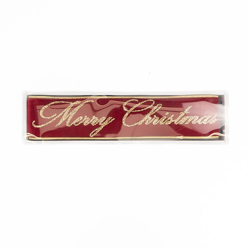 RIBBON 4" X 36IN MERRY CHRISTMAS BANNER RED
