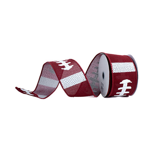 RIBBON 2.5" X 10YDS FOOTBALL LACES ON ROYAL BURGUNDY