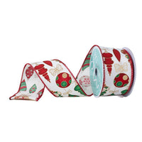 RIBBON HANGING ORNAMENTS GREEN, IVORY AND RED ( 2 SIZES )
