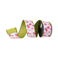RIBBON CHERRY BLOSSOMS PINK AND OLIVE ( 2 SIZES )