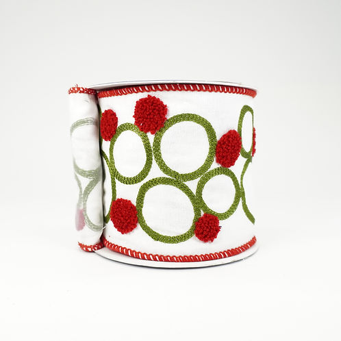 RIBBON WHITE RAISED DOTS CANVAS 4X5YDS