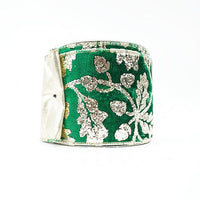 RIBBON VELVET HOLLY 4X10YDS GREEN AND GOLD
