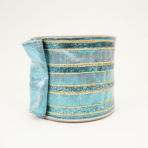RIBBON FROSTY STRIPES 4X10YDS DUSTY BLUE