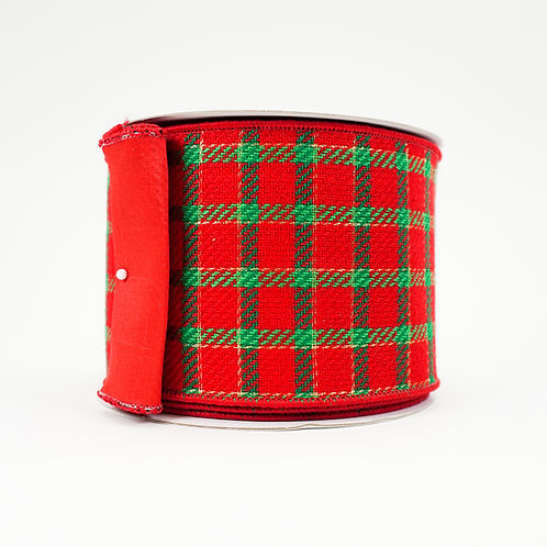 RIBBON TRADITIONAL PLAID RED WITH GREEN (2 SIZES)