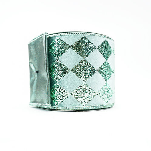 RIBBON VELVET DIAMOND 4X10YDS CELADON