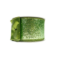 RIBBON 2.5X10YDS GLITTER GLITTER LIME