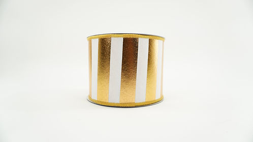 RIBBON HORIZONTAL STRIPES 4X10 GOLD,WHITE