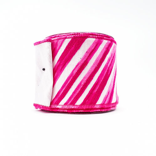 RIBBON 4" X 10YDS CANDY STRIPES PINK AND FUSCHIA