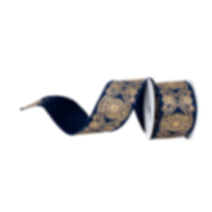 RIBBON 2.5" X 10YDS DELUXE WAVY FLORAL GOLD ( 4 COLORS )