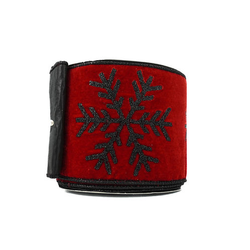 RIBBON VELVET SNOWFLAKES 4X10YDS RED AND BLACK