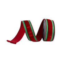 RIBBON PLEATED BORDER RED AND GREEN ( 2 SIZES )