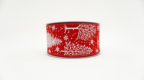 RIBBON CHRISTMAS FOREST 2.5X10 RED