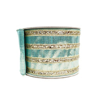 RIBBON CHUNKY GLITTER STRIPES 4X10YDS BLUE