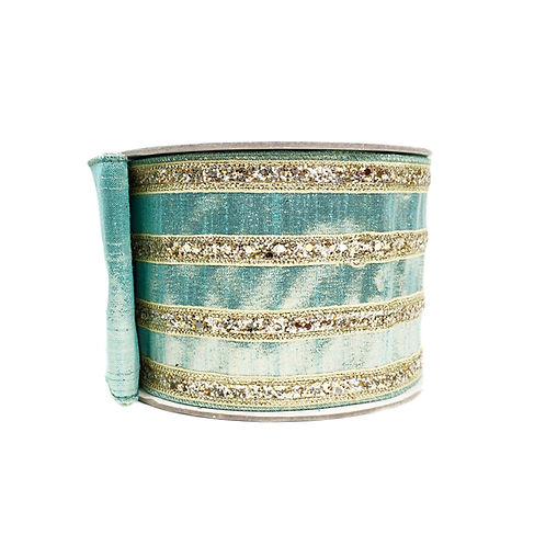 RIBBON CHUNKY GLITTER STRIPES 4X10YDS BLUE