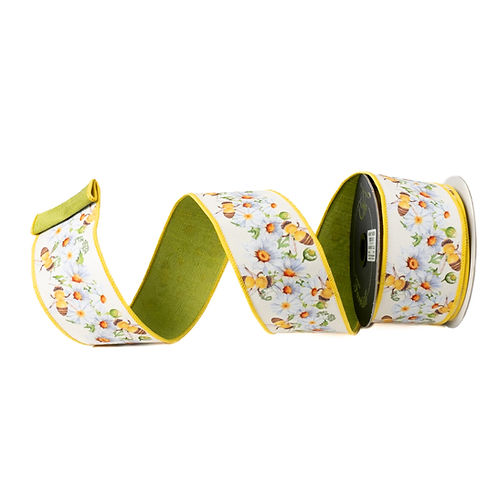 RIBBON HONEY BEES WITH DAISY FLOWERS MULTICOLOR ( 2 SIZES)