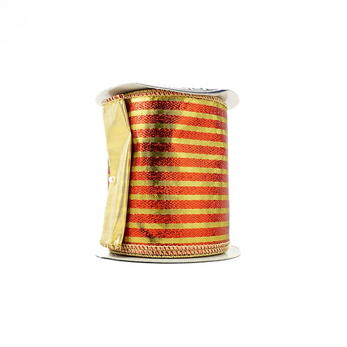 RIBBON METALLIC LAME STRPS 4X10YDS RED AND GOLD