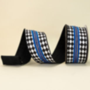 RIBBON 4" X 10YDS JEWELED JESTER BLACK, WHITE ( 4 COLORS )