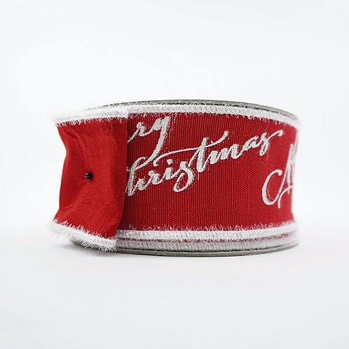 RIBBON MERRY CHRISTMAS 2.5X10YDS RED AND WHITE