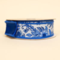 RIBBON CHINOISERIE FLORAL BLUE AND WHITE ( 3 SIZES )