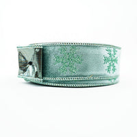 RIBBON VELVET SNOWFLAKE 1.5X10YDS CELADON AND GOLD