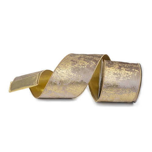 RIBBON 4" X 10YDS FOILED VELVET GOLD