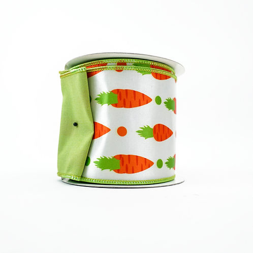 RIBBON CARROT RAIN 4X10YDS ORANGE AND WHITE