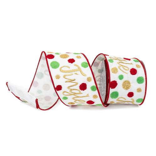 RIBBON 4" X 10YDS DUPION JINGLE MULTICOLOR